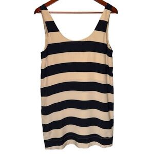 Joie Black & Tan Striped Scoop Neck Tunic Sleeveless Silk Blouse